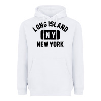 White long island ny gym style distressed amber print Heavyweight Hoodie - artisFamous