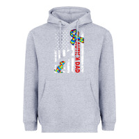 Heather Grey mens distressed dinosaur autism dad usa flag Heavyweight Hoodie - artisFamous