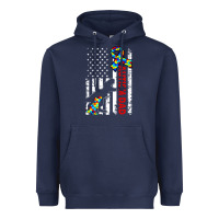 Navy mens distressed dinosaur autism dad usa flag Heavyweight Hoodie - artisFamous