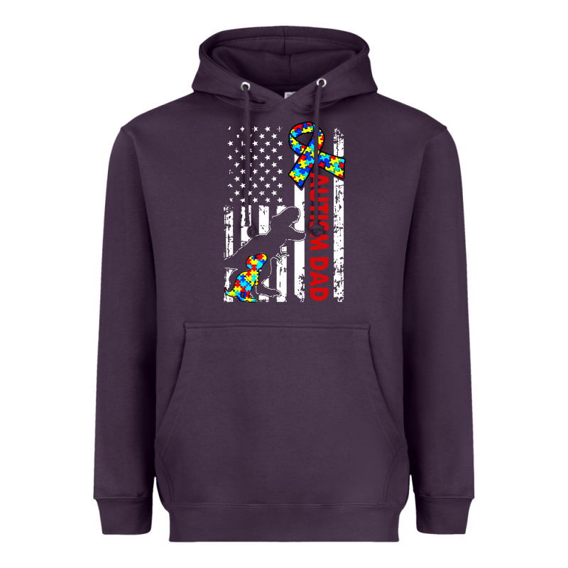 Mens Distressed Dinosaur Autism Dad Usa Flag Heavyweight Hoodie by artisFamous | Teevron