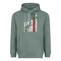 Sage mens distressed dinosaur autism dad usa flag Heavyweight Hoodie - artisFamous
