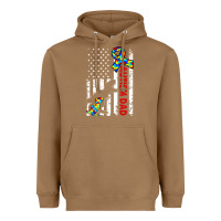 Toasted Coconut mens distressed dinosaur autism dad usa flag Heavyweight Hoodie - artisFamous