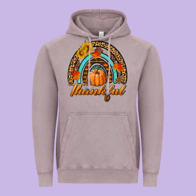Thankful Pumpkin Rainbow Vintage Hoodie Designed By Bundleandbundleshop