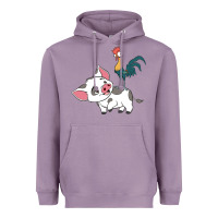 Lavender hei hei rooster and pig funny cartoon Heavyweight Hoodie - artisFamous