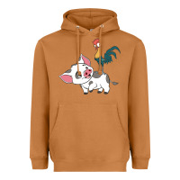 Meerkat hei hei rooster and pig funny cartoon Heavyweight Hoodie - artisFamous