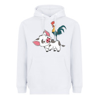 White hei hei rooster and pig funny cartoon Heavyweight Hoodie - artisFamous