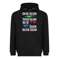 Black one gun two gun red gun blue gun Heavyweight Hoodie - artisFamous