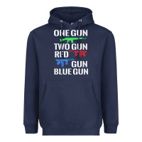 Navy one gun two gun red gun blue gun Heavyweight Hoodie - artisFamous