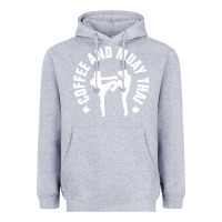 Heather Grey caffè e muay thai divertente Heavyweight Hoodie - artisFamous