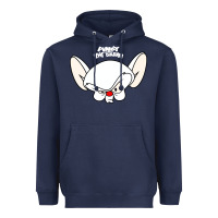 Navy pinky and the brain big face Heavyweight Hoodie - artisFamous