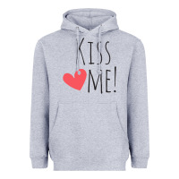 Heather Grey Kiss Me Heavyweight Hoodie - artisFamous