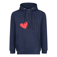 Navy Kiss Me Heavyweight Hoodie - artisFamous