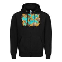 Black glitter leopard turquoise background Zipper Hoodie - AdoDesignShop