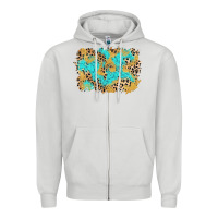 Dove Grey glitter leopard turquoise background Zipper Hoodie - AdoDesignShop