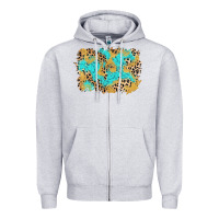 Heather Grey glitter leopard turquoise background Zipper Hoodie - AdoDesignShop