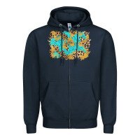 Navy glitter leopard turquoise background Zipper Hoodie - AdoDesignShop