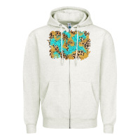 Oatmeal Heather glitter leopard turquoise background Zipper Hoodie - AdoDesignShop