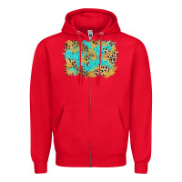 Red glitter leopard turquoise background Zipper Hoodie - AdoDesignShop
