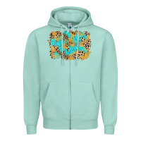 Seafoam glitter leopard turquoise background Zipper Hoodie - AdoDesignShop