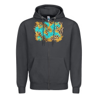 Smoke glitter leopard turquoise background Zipper Hoodie - AdoDesignShop