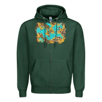 Sports Green glitter leopard turquoise background Zipper Hoodie - AdoDesignShop