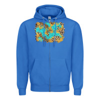 True Royal glitter leopard turquoise background Zipper Hoodie - AdoDesignShop