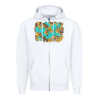 White glitter leopard turquoise background Zipper Hoodie - AdoDesignShop