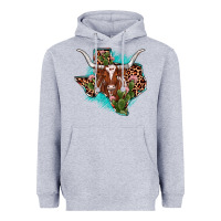 Heather Grey texas longhorn texas map Heavyweight Hoodie - JahusDesignShop