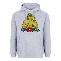 Heather Grey bee hive Heavyweight Hoodie - artisFamous