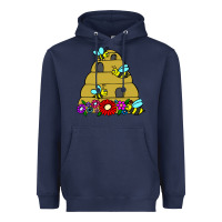 Navy bee hive Heavyweight Hoodie - artisFamous