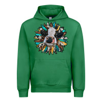 Emerald baby cow with sunflower Urban Hoodie - RanaPortraitStore