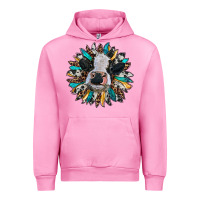 Fuchsia Pink baby cow with sunflower Urban Hoodie - RanaPortraitStore