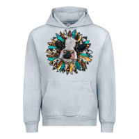 Heather Grey baby cow with sunflower Urban Hoodie - RanaPortraitStore