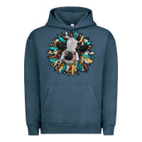 Pigment Midnight Navy baby cow with sunflower Urban Hoodie - RanaPortraitStore