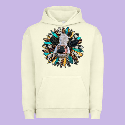 Baby Cow With Sunflower Urban Hoodie Designed By Ranaportraitstore
