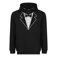 Black fake tux tuxedo suit tie Heavyweight Hoodie - artisFamous