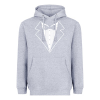 Heather Grey fake tux tuxedo suit tie Heavyweight Hoodie - artisFamous
