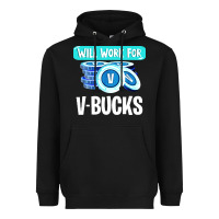 Black will work for v bucks youth gamer Heavyweight Hoodie - artisFamous