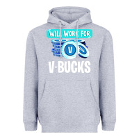 Heather Grey will work for v bucks youth gamer Heavyweight Hoodie - artisFamous