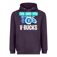 Plum will work for v bucks youth gamer Heavyweight Hoodie - artisFamous
