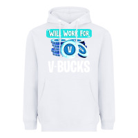 White will work for v bucks youth gamer Heavyweight Hoodie - artisFamous