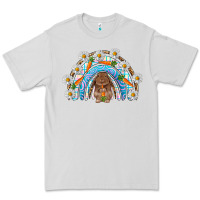 Dove Grey Easter Bunny with carrot rainbow Easter Day Premium Tee - HowdyJamesFarm
