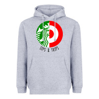 Heather Grey sips and  trips Heavyweight Hoodie - artisFamous