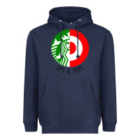 Navy sips and  trips Heavyweight Hoodie - artisFamous
