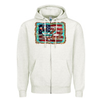 Oatmeal Heather flag cactus horseshoe Zipper Hoodie - AdoDesignShop