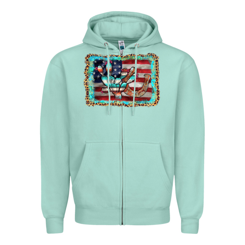 Flag Cactus Horseshoe Zipper Hoodie by AdoDesignShop | Teevron