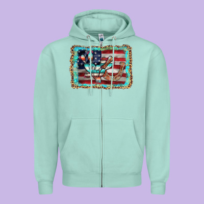 Flag Cactus Horseshoe Zipper Hoodie Designed By Adodesignshop
