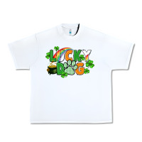 White lucky dog St. Patricks Day Urban Heavy Tee - FaDigitalArtStudio