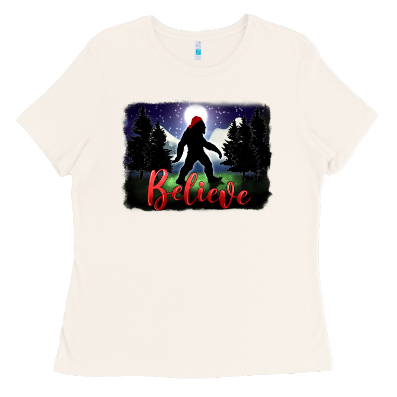 Bigfoot Believe Christmas Ladies Tee by FaDigitalArtStudio | Teevron