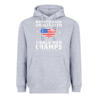 Heather Grey back to back undefeated world war champs Heavyweight Hoodie - artisFamous